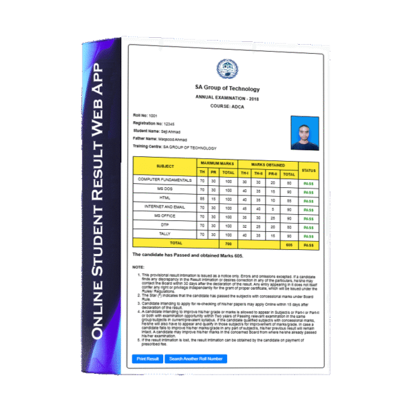 Online Student Result Web App